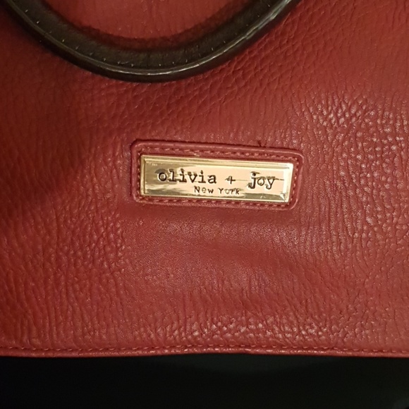 EUC Olivia + Joy Maroon and Tan Tote Bag - Picture 2 of 8